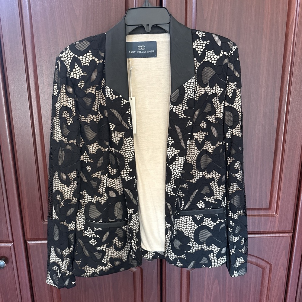 Tart Collections Black and White Lace Women's Jacket Blazer
